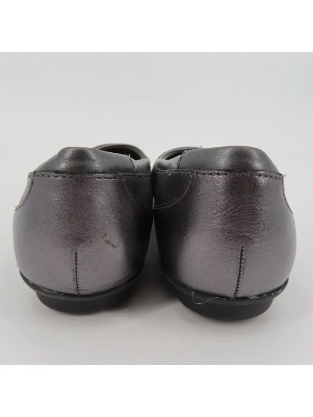 Clarks Collection Women 8.5 M Gray Shimmer Round Toe Ballet Flats Comfort Shoes